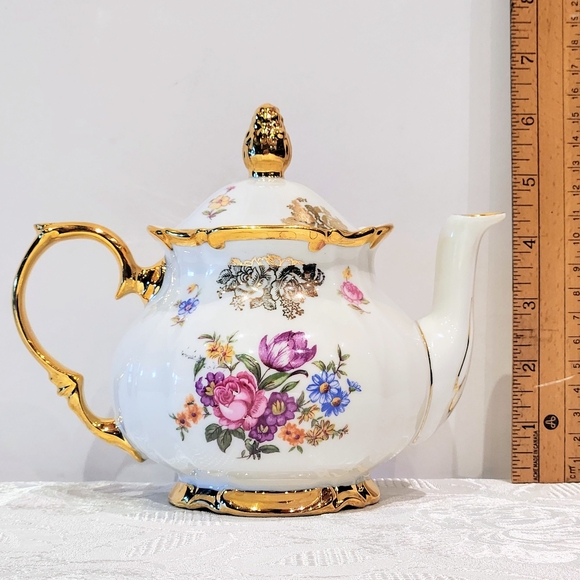 Vintage little German Tea pot. Rare Reichenbach Gold Gilded  bone china - Picture 13 of 15